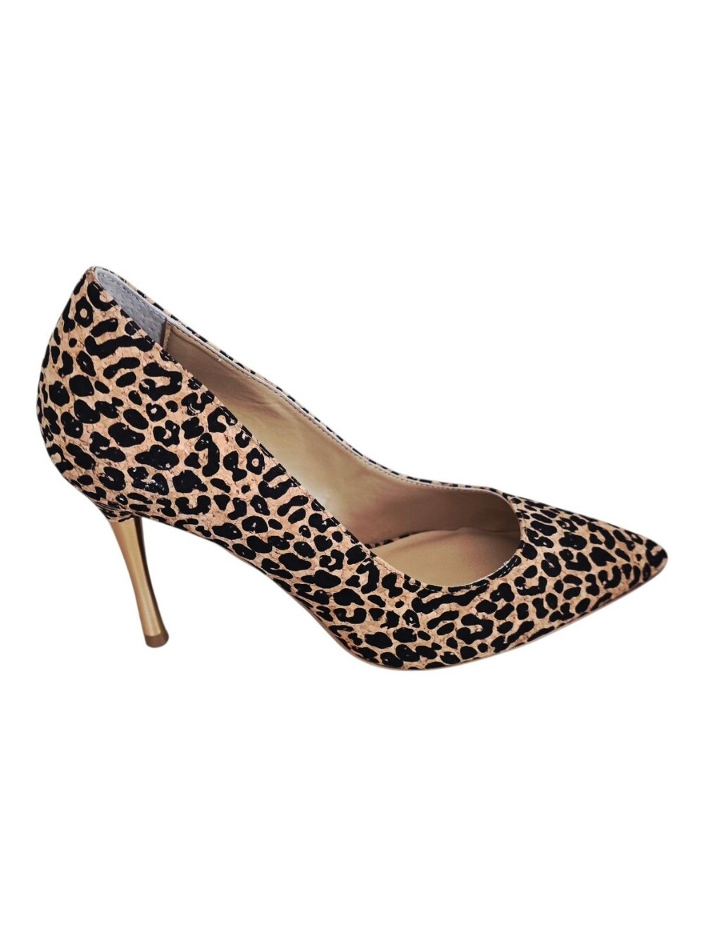 New w/o box Thalia Sodi Leopard Print Pointed Toe Gold Stiletto Pump  7.5